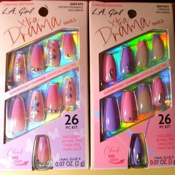 2x L.A. Girl Xtra Drama Press on nails with glue & file, 26 nails each pack 💅🏼 - Picture 1 of 3